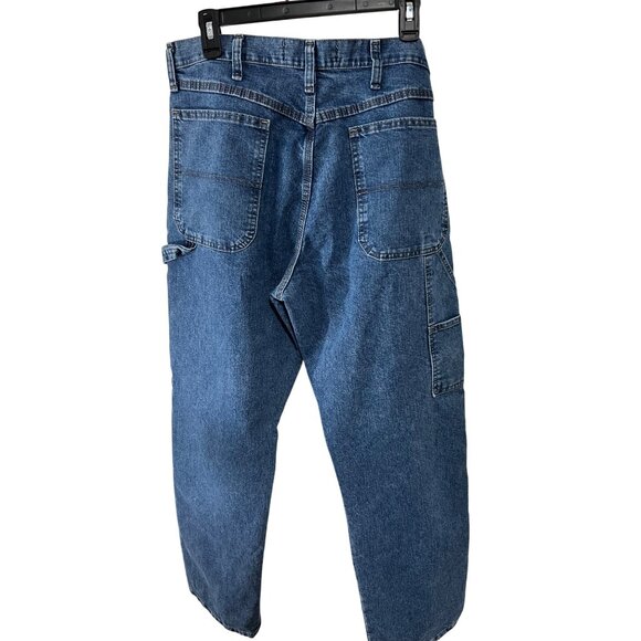 Wrangler Authentics Mens Blue Denim Carpenter Jeans With Utility Pockets 34x32 - Picture 2 of 11